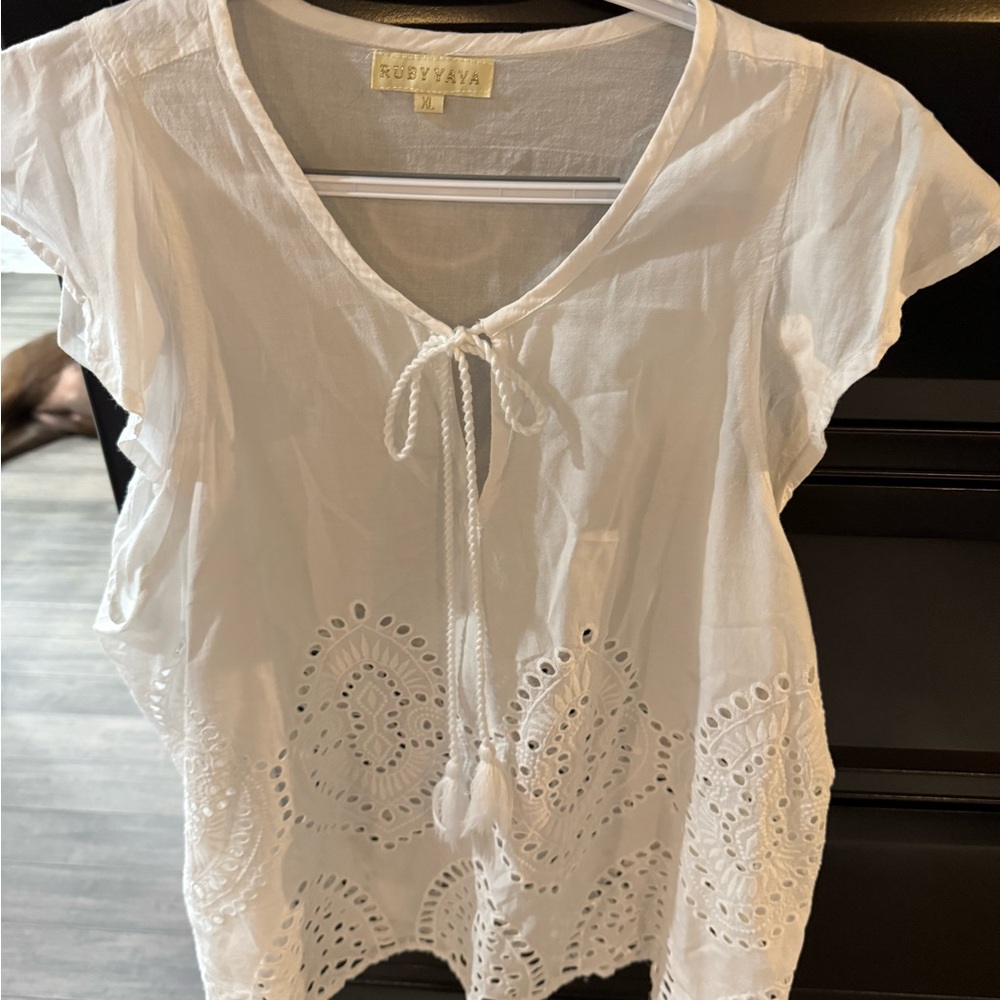 White Embroidered Women's Top